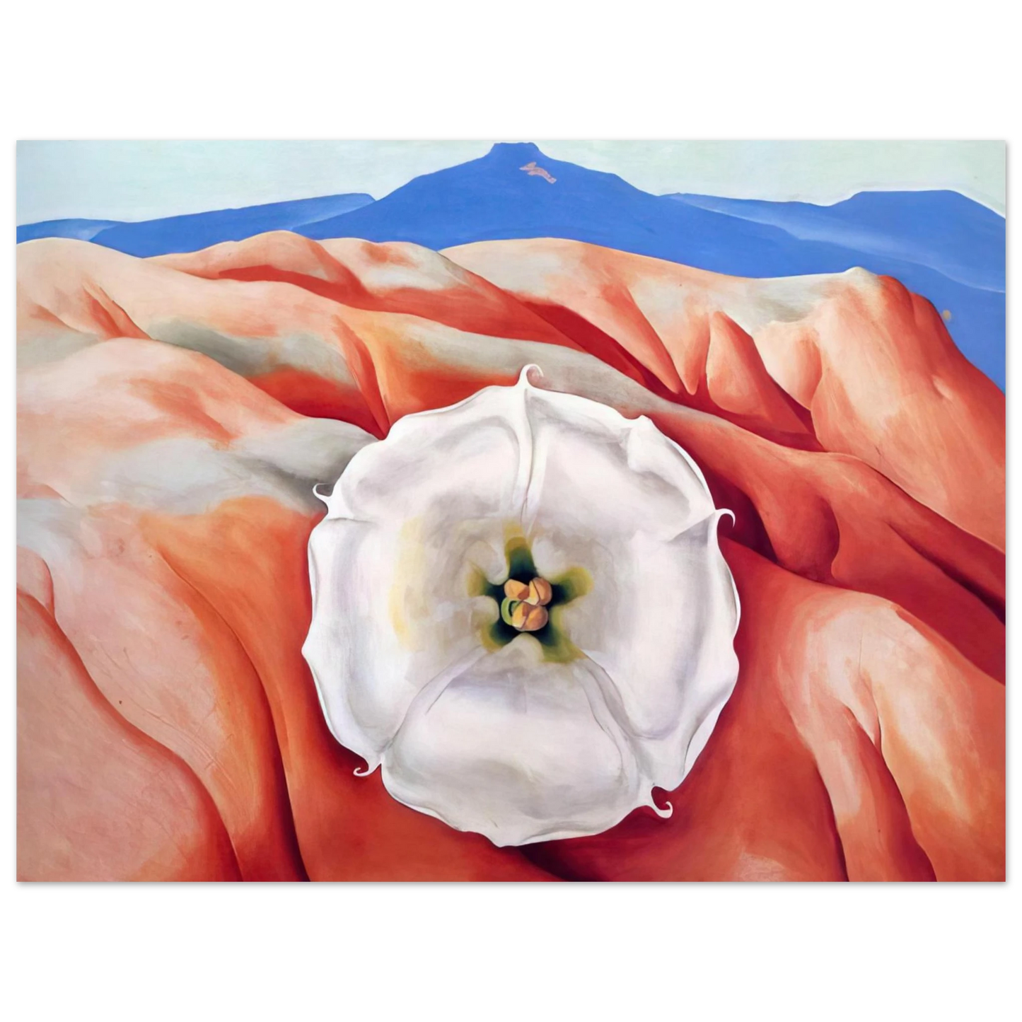 Georgia O'Keeffe - Red hills and white flower II Fine Art Poster - 13x18 cm / 5x7 inches