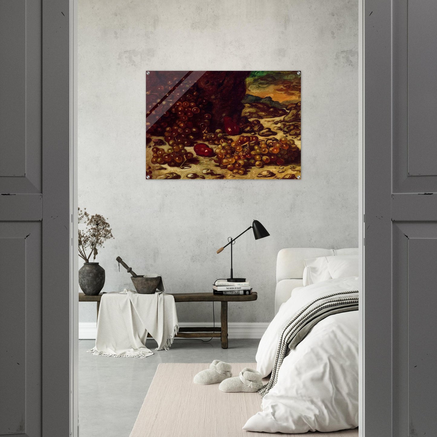 STILL LIFE WITH ROCKY LANDSCAPE 1942 - Giorgio de Chirico Acrylic Print - 70x100 cm / 28x40″ inches | Giorgio de Chirico Wall Art | Giorgio de Chirico Prints