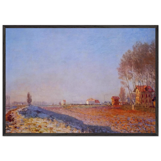 The Plain of Colombes White Frost - claude monet Framed Art Print – Black Wooden Frame - Default Title - -Framed Art Print