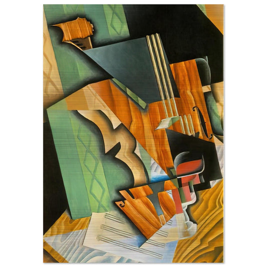 VIOLIN AND GLASS 1915 - Juan Gris Brushed Aluminum Print - 70x100 cm / 28x40 inches | Juan Gris Aluminum Print | Juan Gris Prints