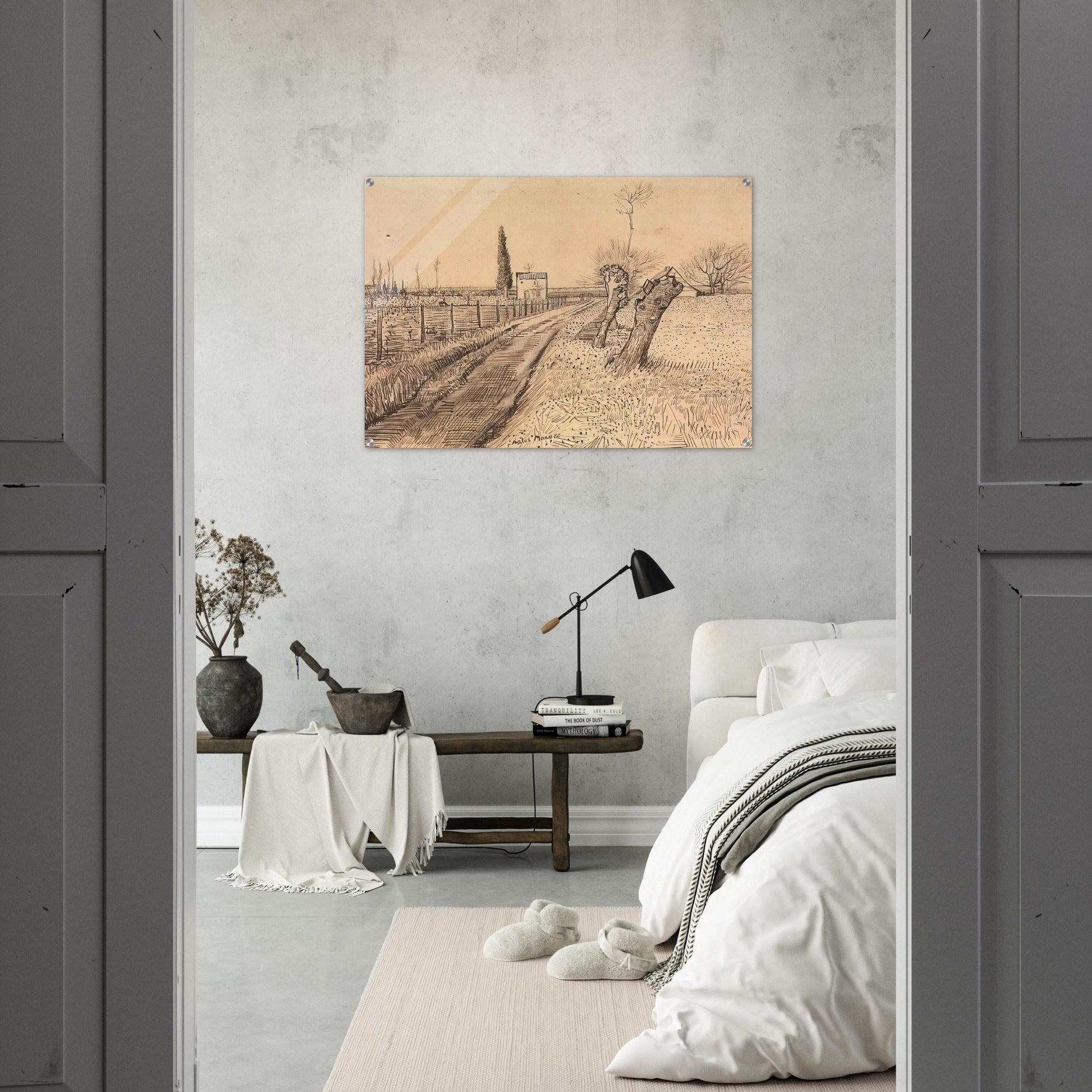 Landscape with Path and Pollard Trees - Vincent van Gogh Acrylic Print - 70x100 cm / 28x40″ inches