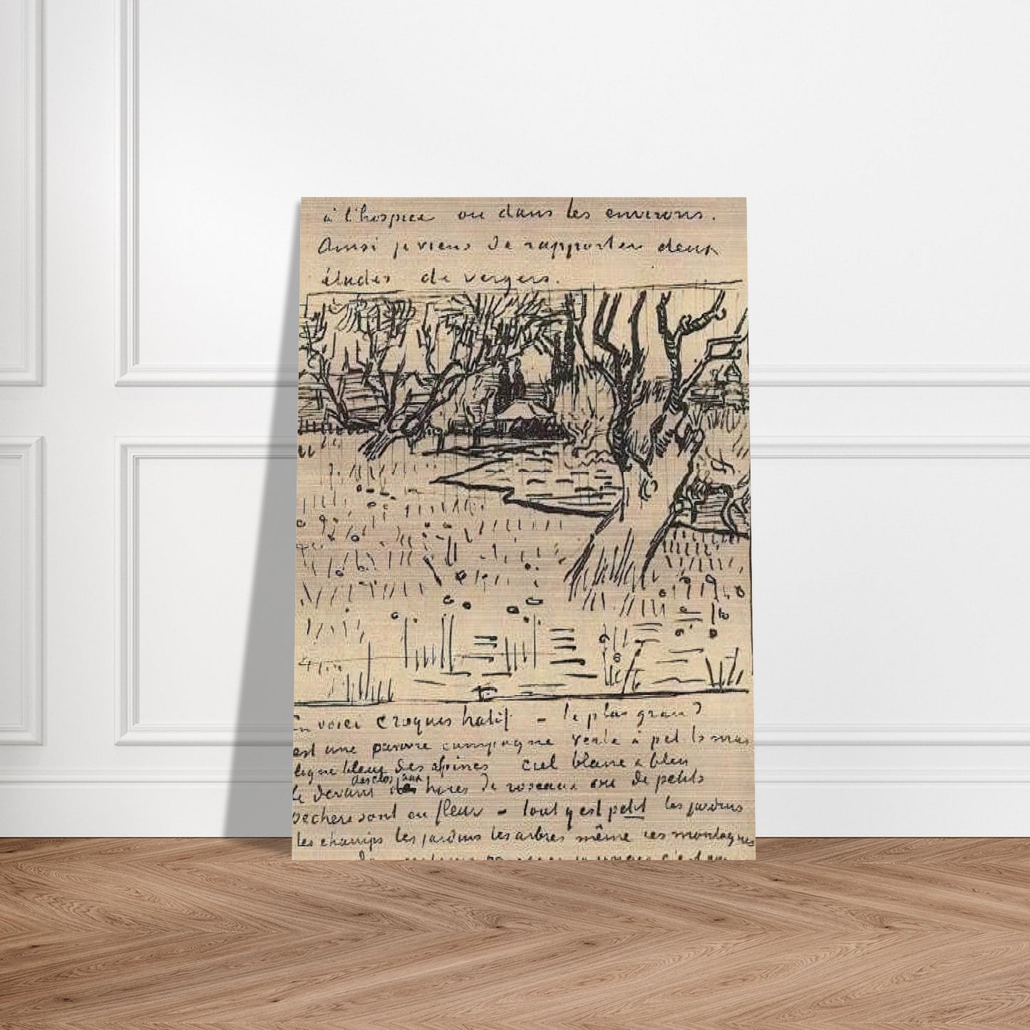 Orchard in Bloom with View of Arles - Vincent van Gogh Brushed Aluminum Print - 70x100 cm / 28x40 inches | Vincent van Gogh Aluminum Print | Vincent van Gogh Prints