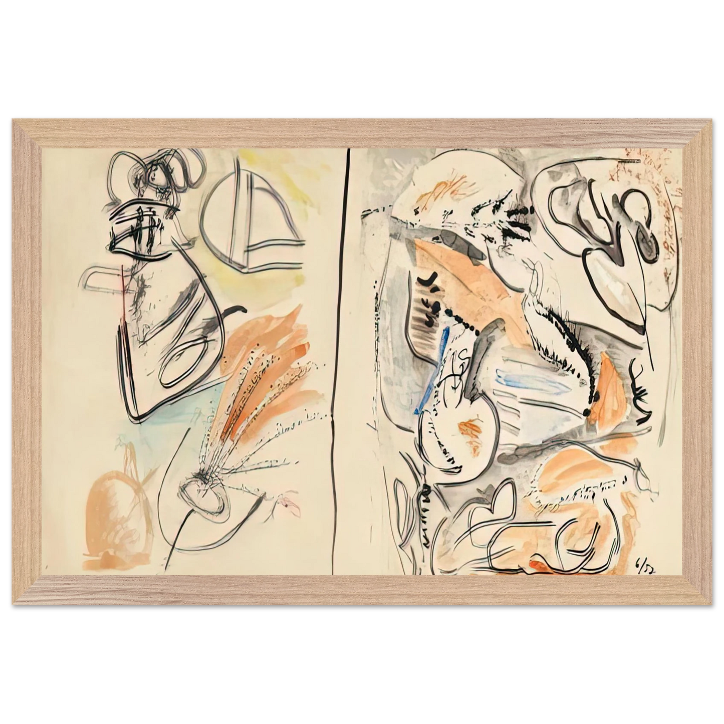 Helen Frankenthaler - Window Shade No. 2, 1952- Wall Art - 30x40 cm / 12x16 inches - Premium Wooden Framed Poster With Fine Art Paper - Wood frame