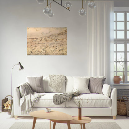 Mountain Landscape Seen across the Walls - Vincent van Gogh Brushed Aluminum Print - 70x100 cm / 28x40 inches | Vincent van Gogh Aluminum Print | Vincent van Gogh Prints