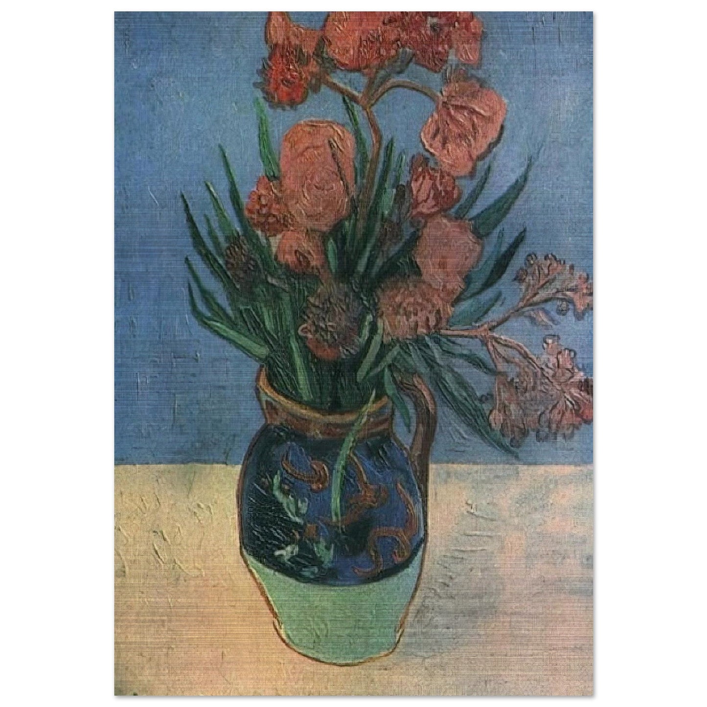 Still Life Vase with Oleanders - Vincent van Gogh Brushed Aluminum Print - 70x100 cm / 28x40 inches | Vincent van Gogh Aluminum Print | Vincent van Gogh Prints