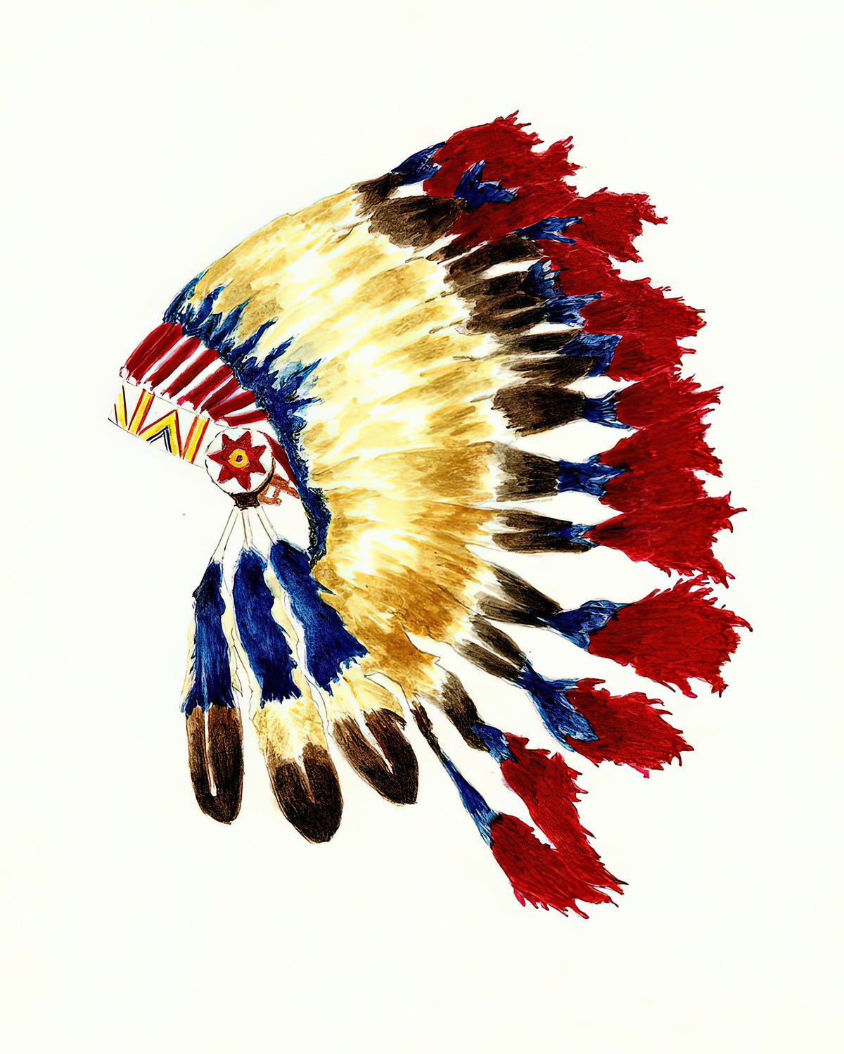 Cherokee Headdress Art Print | Museum-Quality Fine Art Print | RedKalion