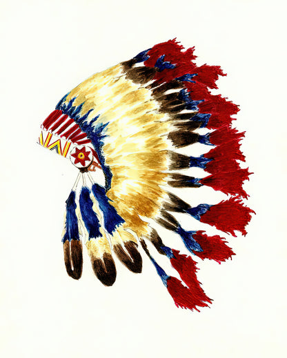 Cherokee Headdress Art Print | Museum-Quality Fine Art Print | RedKalion
