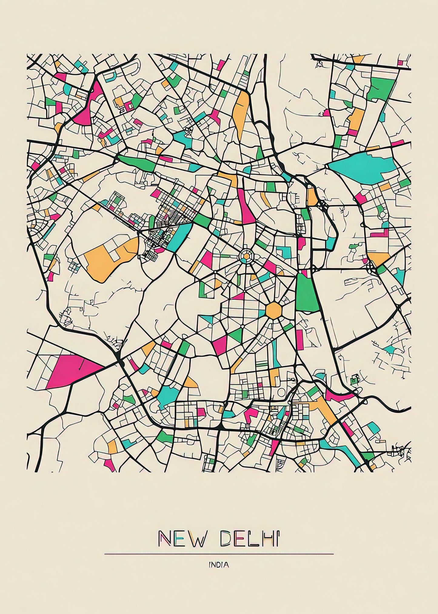 City Map of New Delhi India Art Print | RedKalion
