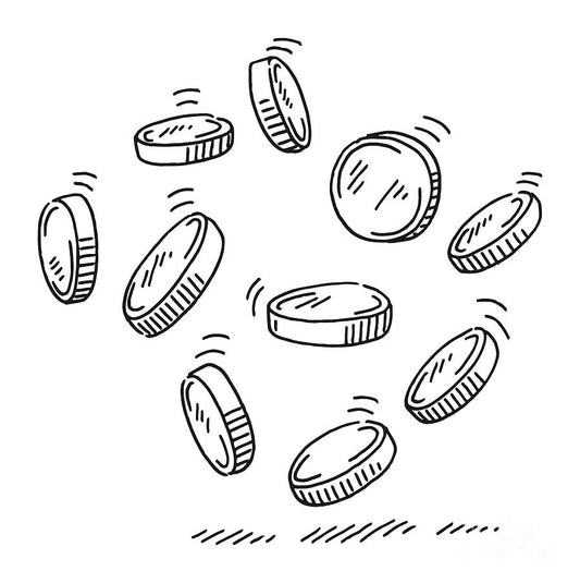 Coins Drawing Art Print | Museum-Quality Fine Art Print | RedKalion