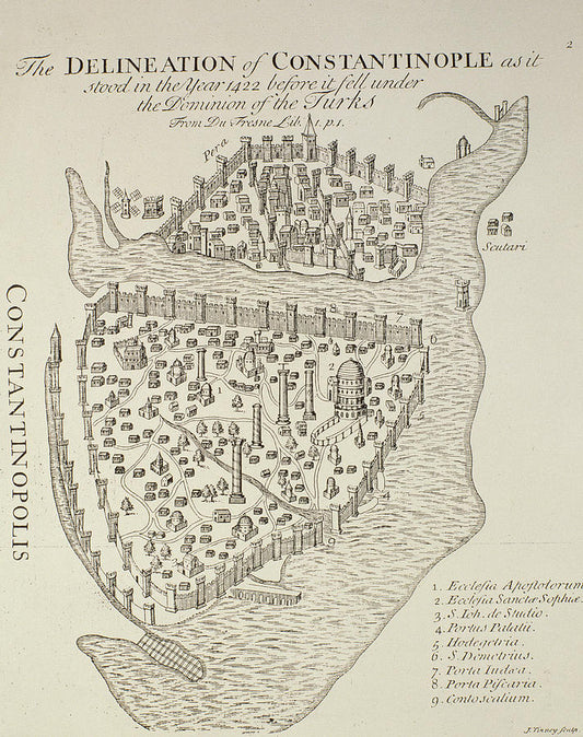 Constantinople Drawing Map of 1422 | Premium Art Print | RedKalion