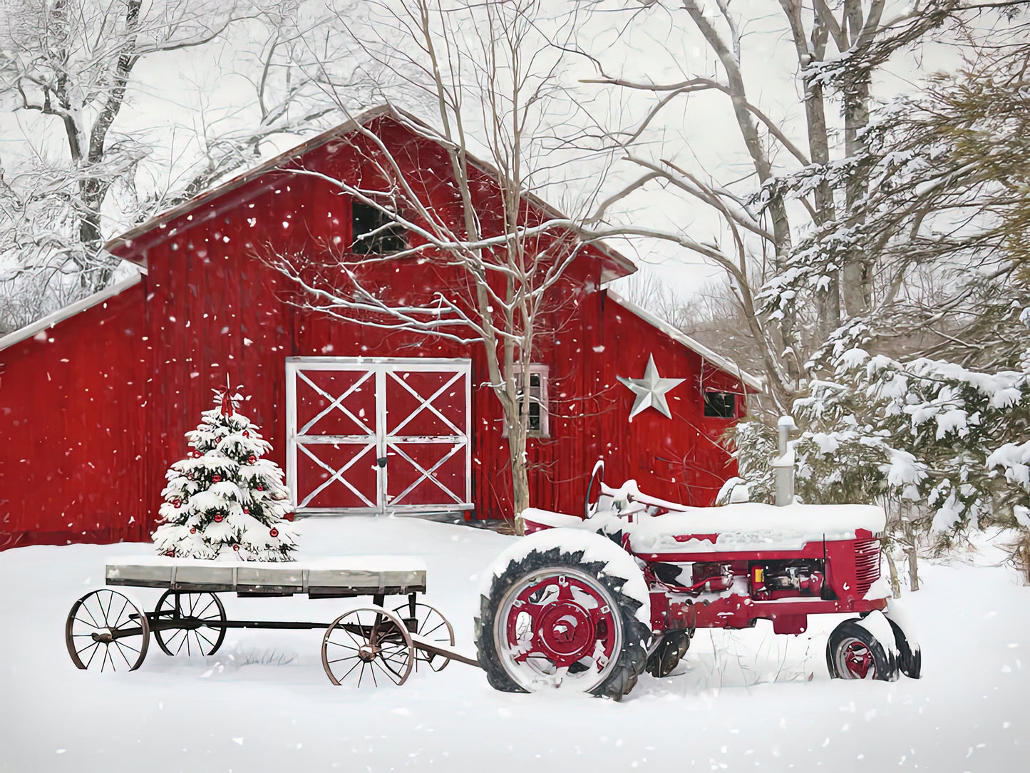 Country Christmas Art Print | Cozy Holiday Scenes | RedKalion