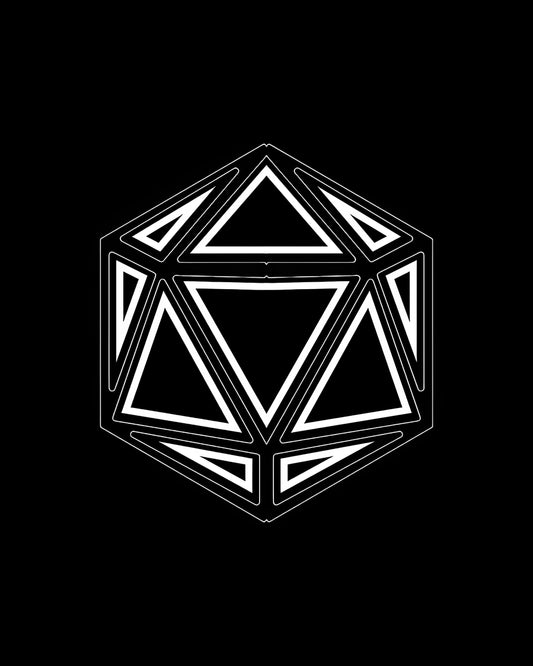 D20 Outline Art Print | Premium Geometric Fine Art Print | RedKalion