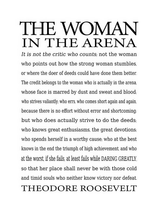 Daring Greatly Quote Art Print: Theodore Roosevelt's Arena Speech | RedKalion