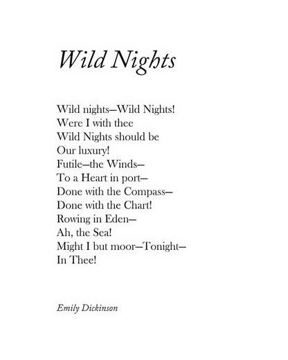 Dickinson Poems Art Print: Wild Nights - Emily Dickinson Minimalist Literature Print | RedKalion