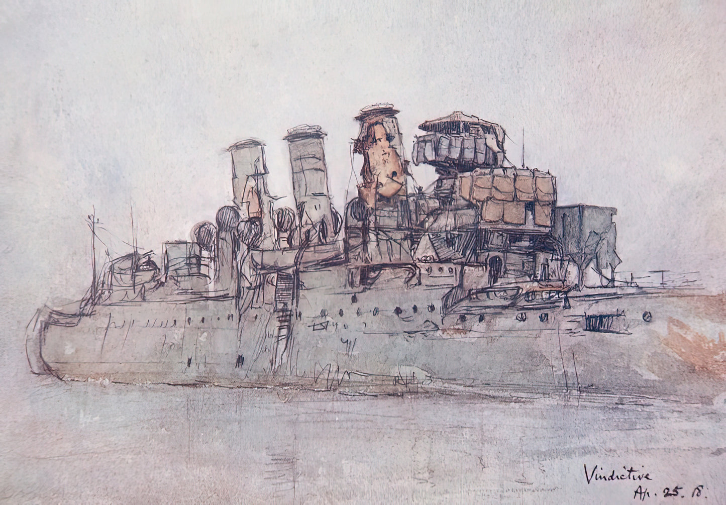 Drawing of Vindictive | HMS Vindictive Fine Art Print | RedKalion