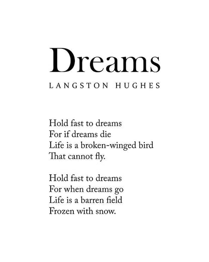 Dreams by Langston Hughes Poem Art Print | RedKalion