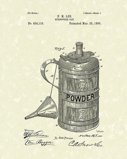 Gunpowder Drawing 1890 Patent Art Print | RedKalion