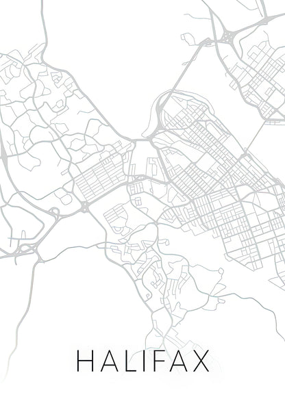 Halifax Nova Scotia Canada City Street Map Minimalist Black and White Art Print | RedKalion