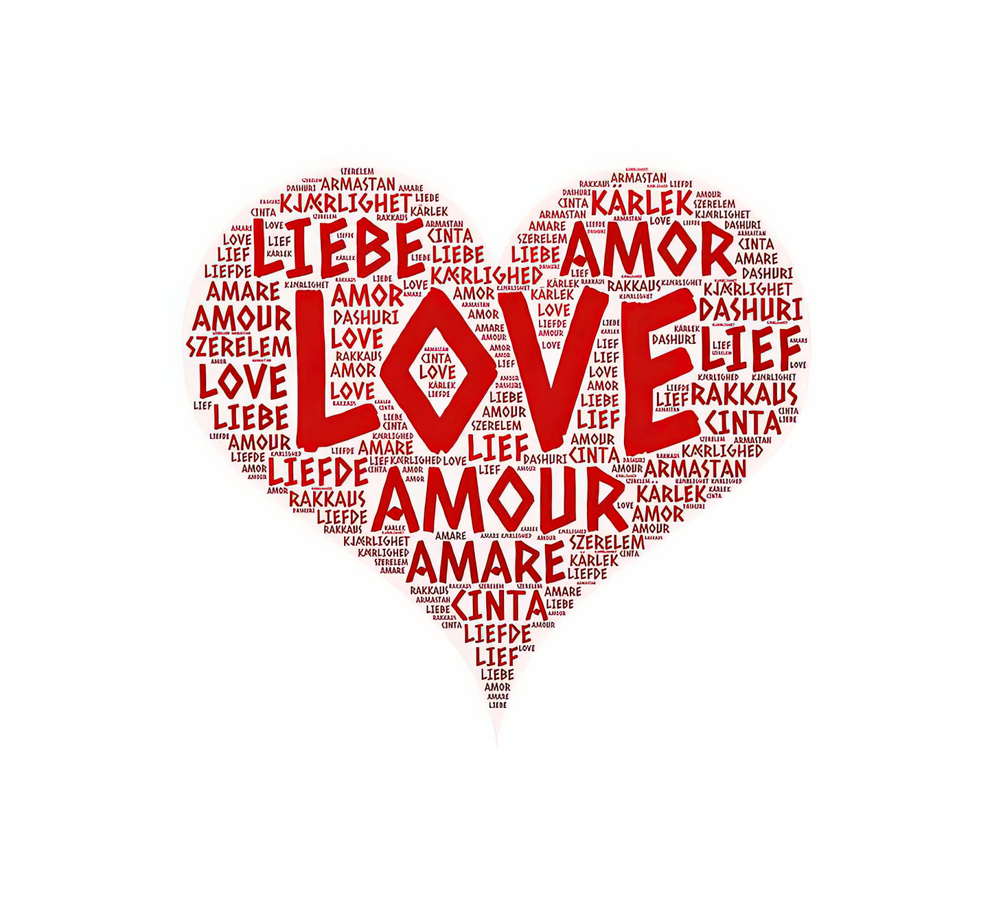 Heart in Other Languages Art Print: Multilingual Love Symbol | RedKalion