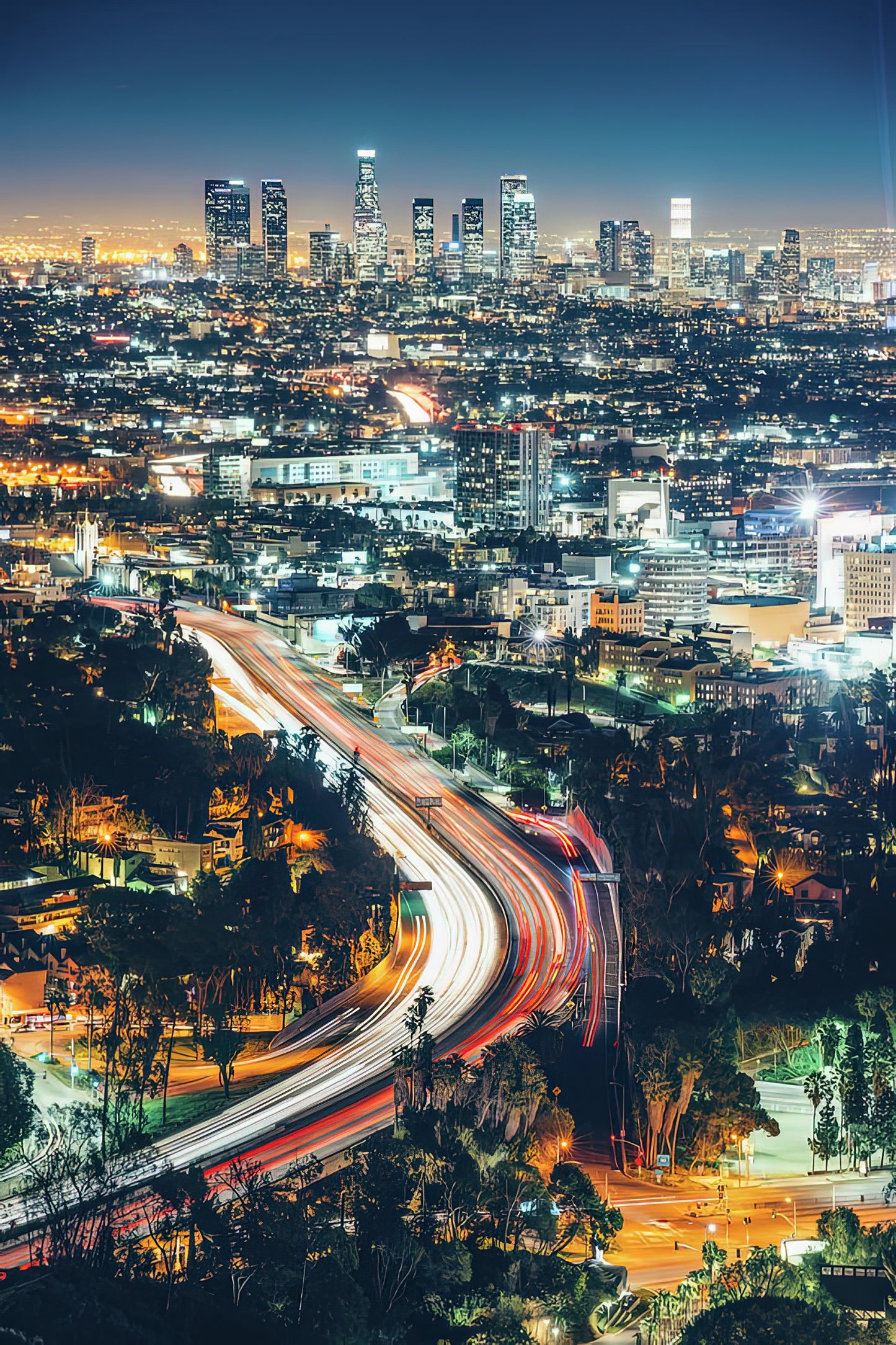 Los Angeles Skyline at Night Art Print | Premium Fine Art Print | RedKalion