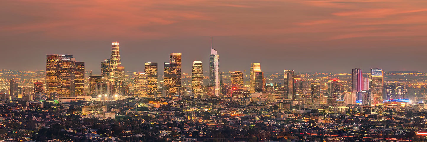 Los Angeles Skyline at Sunset Art Print | Premium Fine Art Print | RedKalion