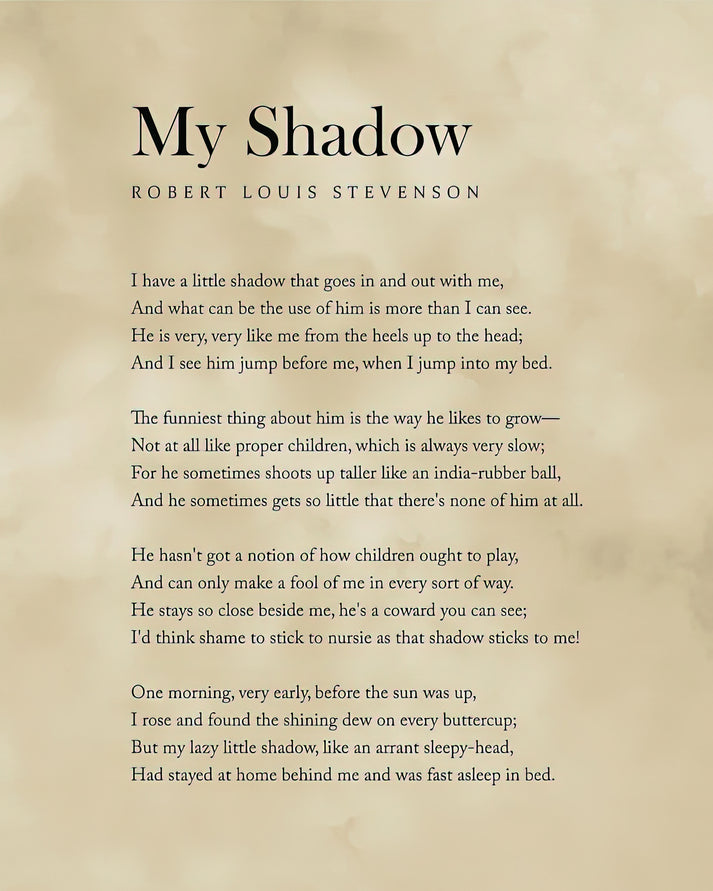 Louis Stevenson Poems Art Print | My Shadow Typography | RedKalion