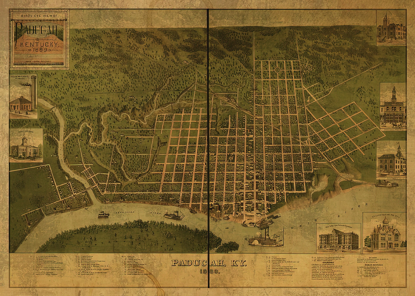 Map of Paducah: Vintage 1889 City Street Art Print | RedKalion