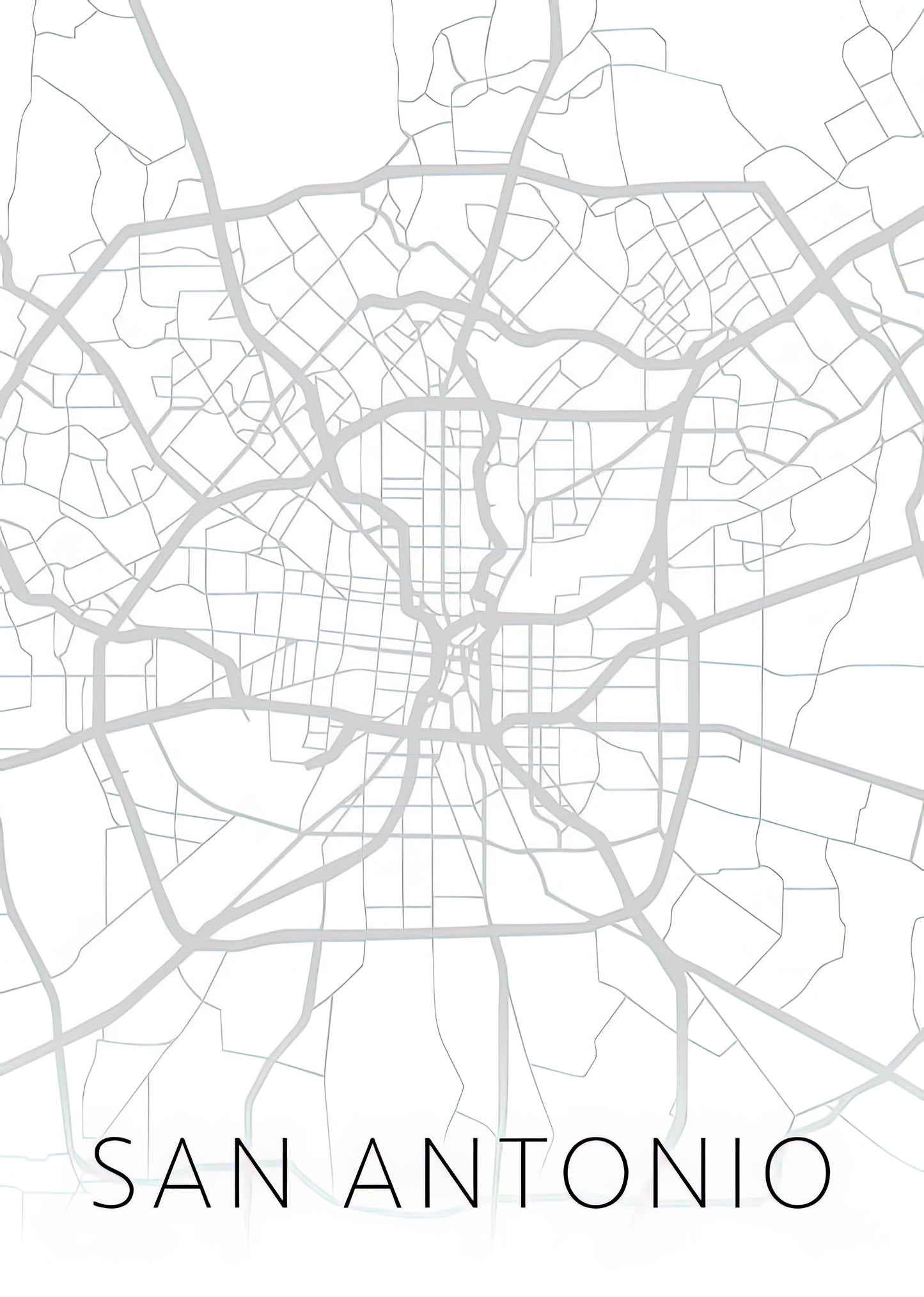 Map of San Antonio Texas Art Print | Black & White Street Series | RedKalion