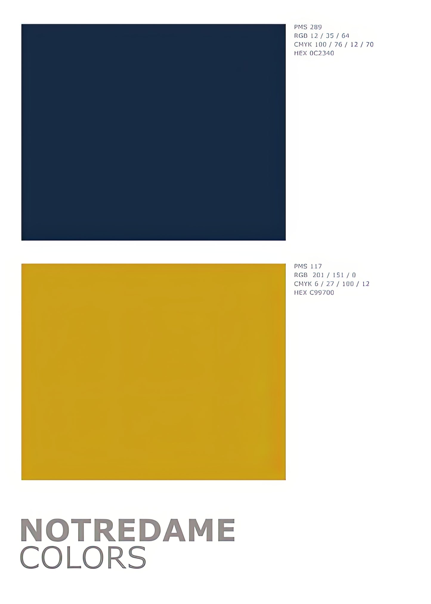Notre Dame Colors Art Print | Official Sports Palette Minimalist | RedKalion