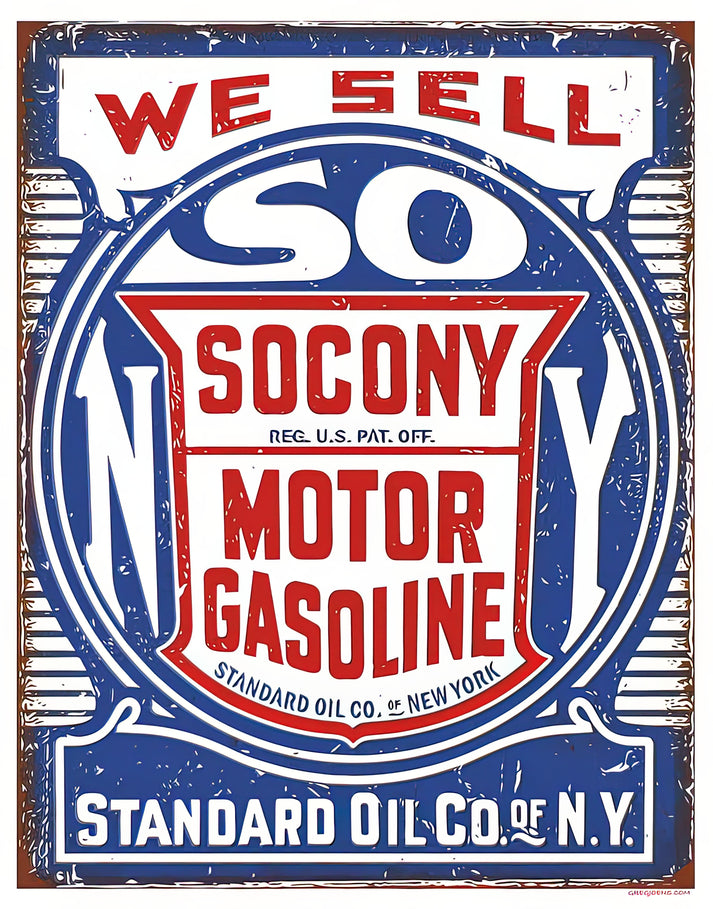Socony Oil Sign Art Print | Vintage Americana Advertising | RedKalion