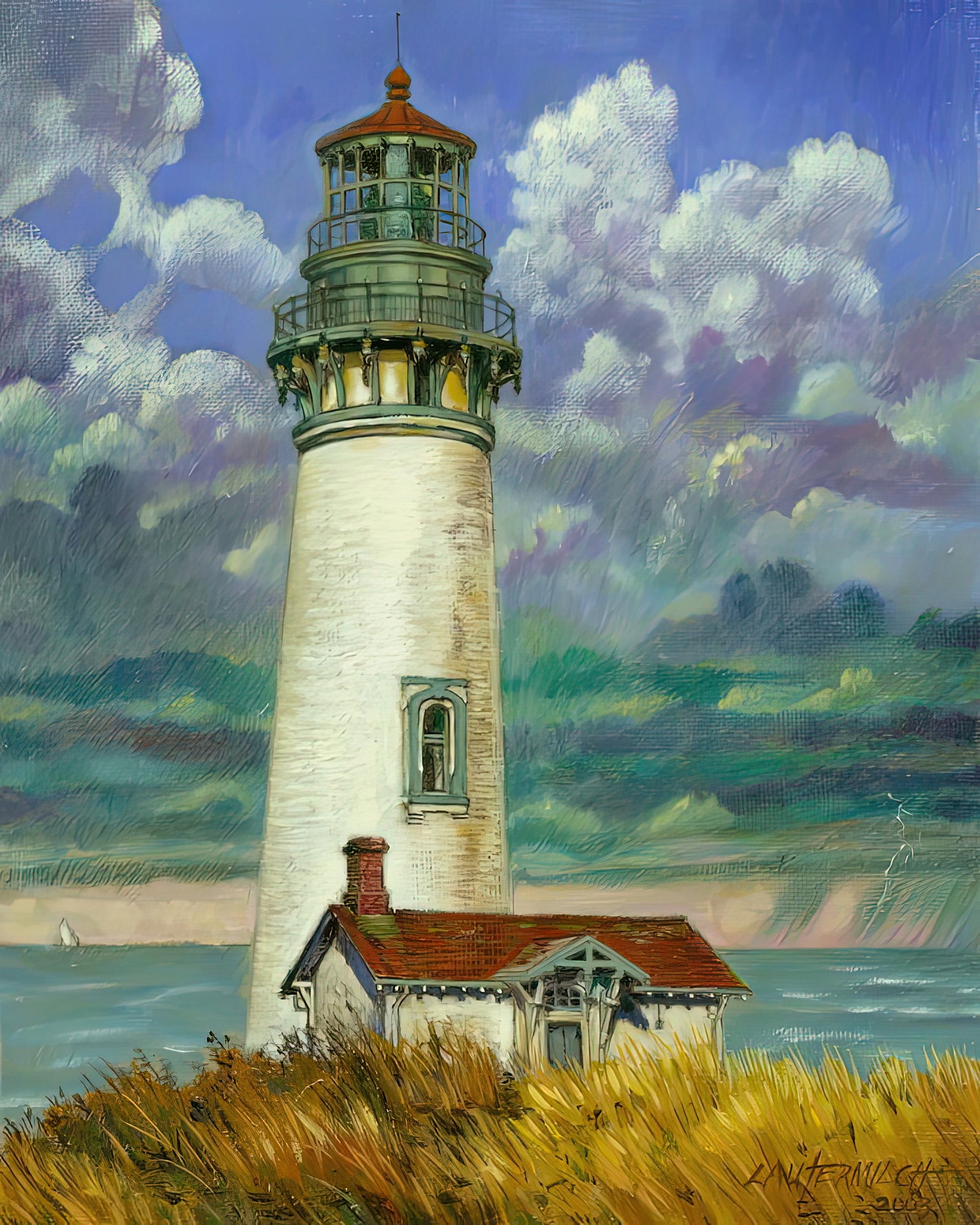 Vintage Lighthouse Painting Art Print | RedKalion