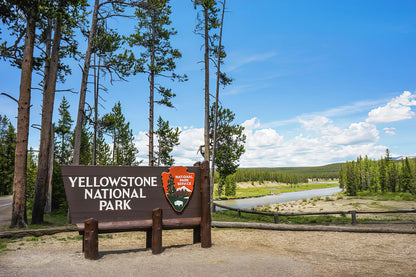 Yellowstone National Park Sign Art Print | Vintage Park Entrance | RedKalion
