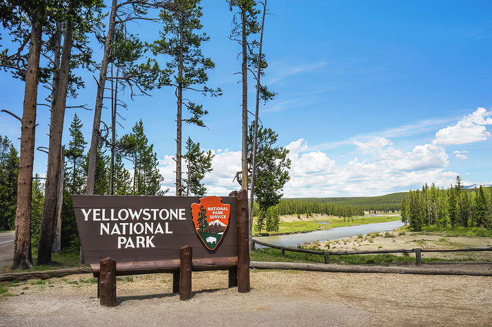 Yellowstone National Park Sign Art Print | Vintage Park Entrance | RedKalion