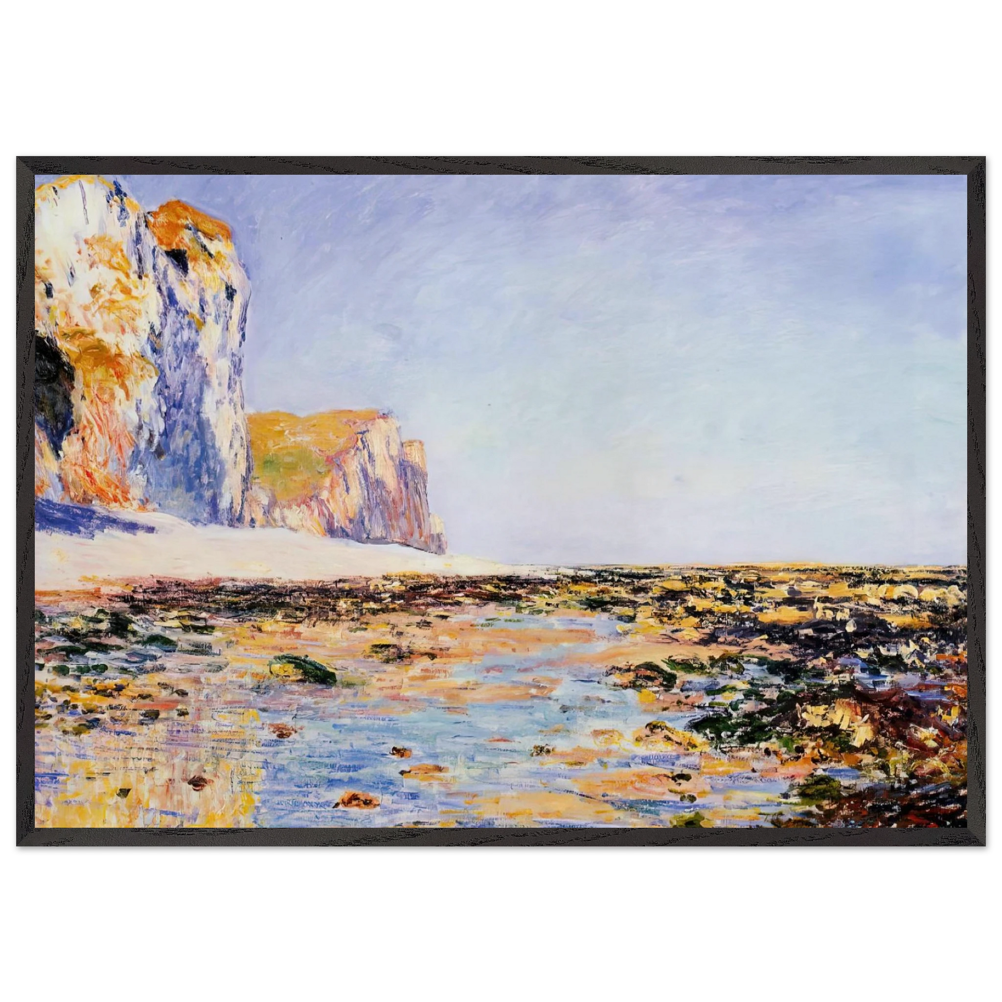 Beach and Cliffs at Pourville Morning Effect - claude monet Framed Art Print – Black Wooden Frame - Default Title - -Framed Art Print