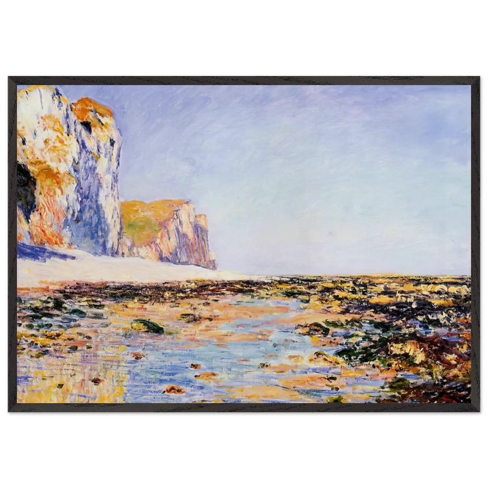 Beach and Cliffs at Pourville Morning Effect - claude monet 70x100 cm / 28x40 inches Framed Art Print – Black Wooden Frame