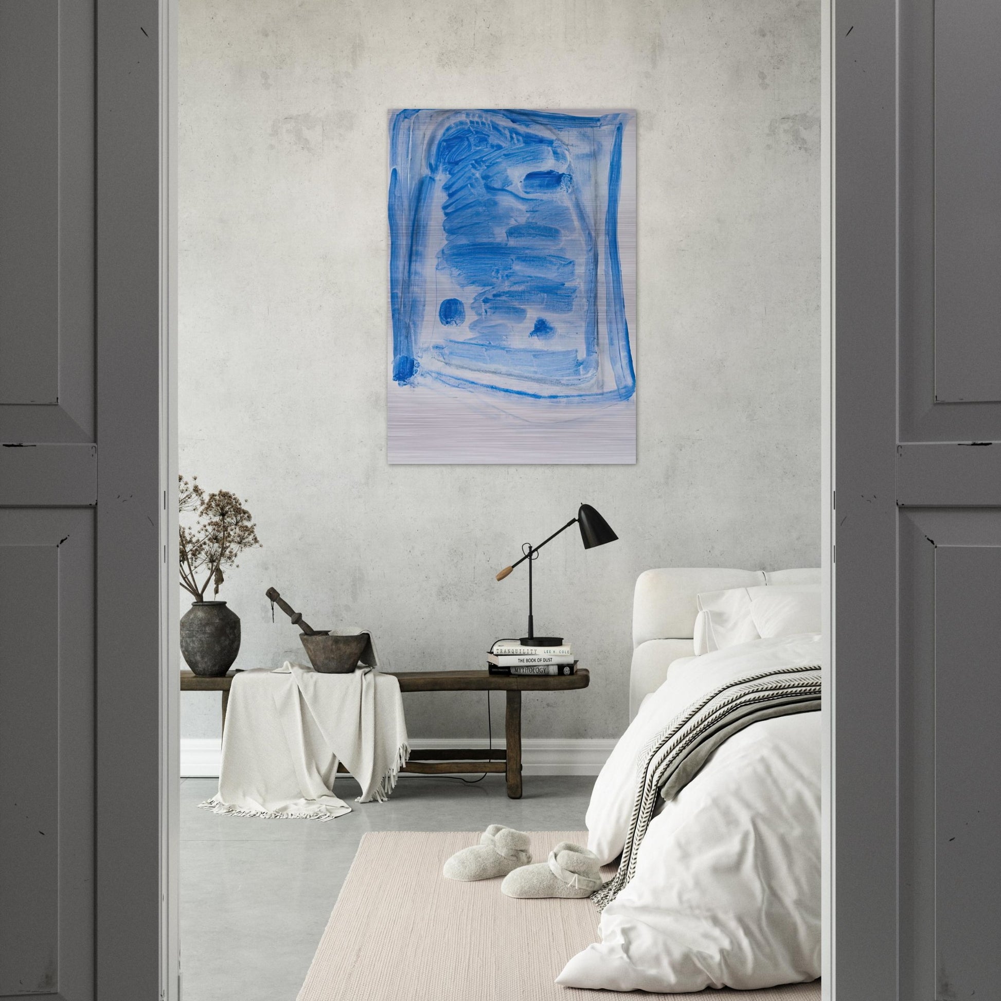 Sketchy Cobaltic Blue Flag - 2009 - Ralston Crawford Brushed Aluminum Print - 70x100 cm / 28x40 inches | Ralston Crawford Aluminum Print | Ralston Crawford Prints