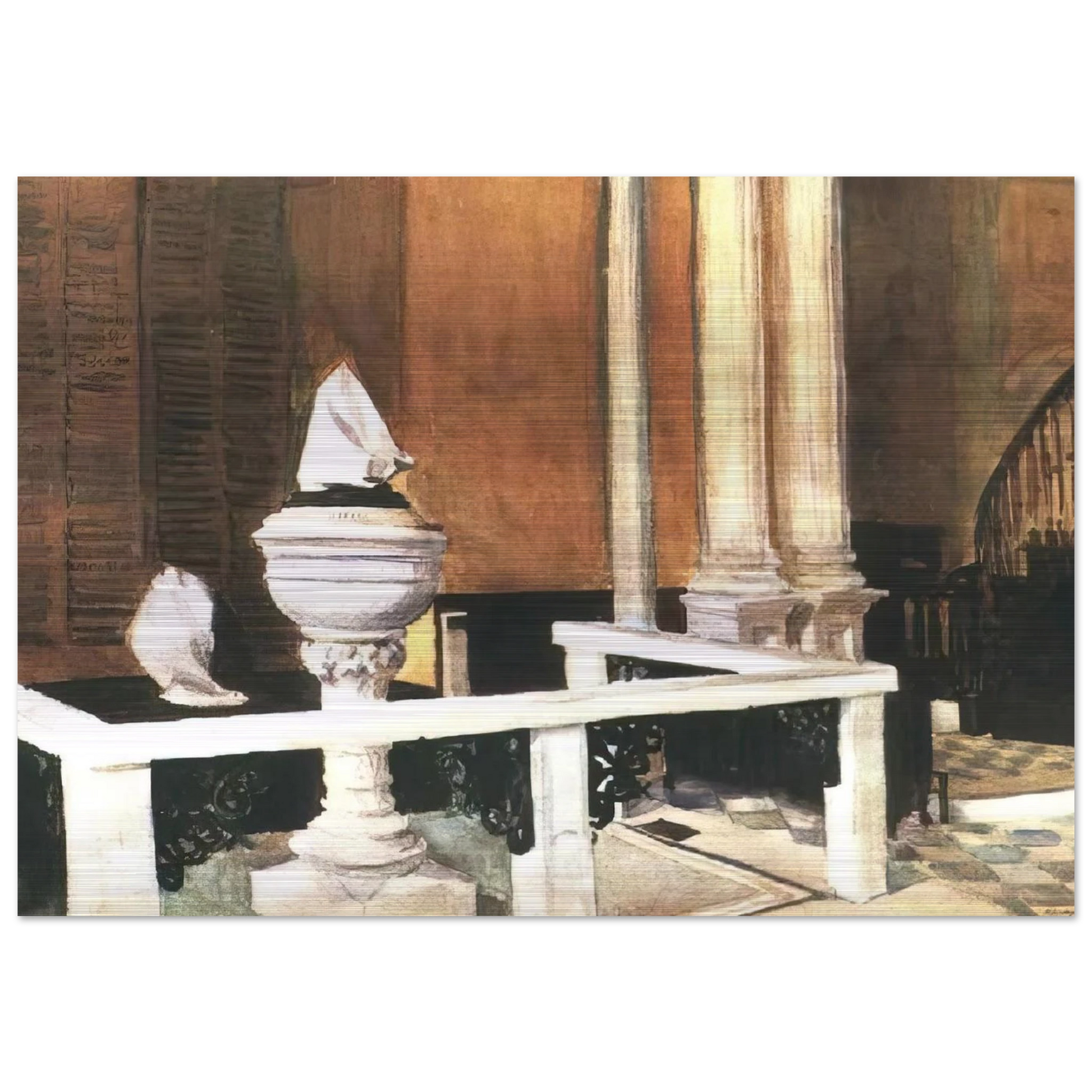 Baptistry of St. John s - Edward Hopper Brushed Aluminum Print - 70x100 cm / 28x40 inches | Edward Hopper Aluminum Print | Edward Hopper Prints