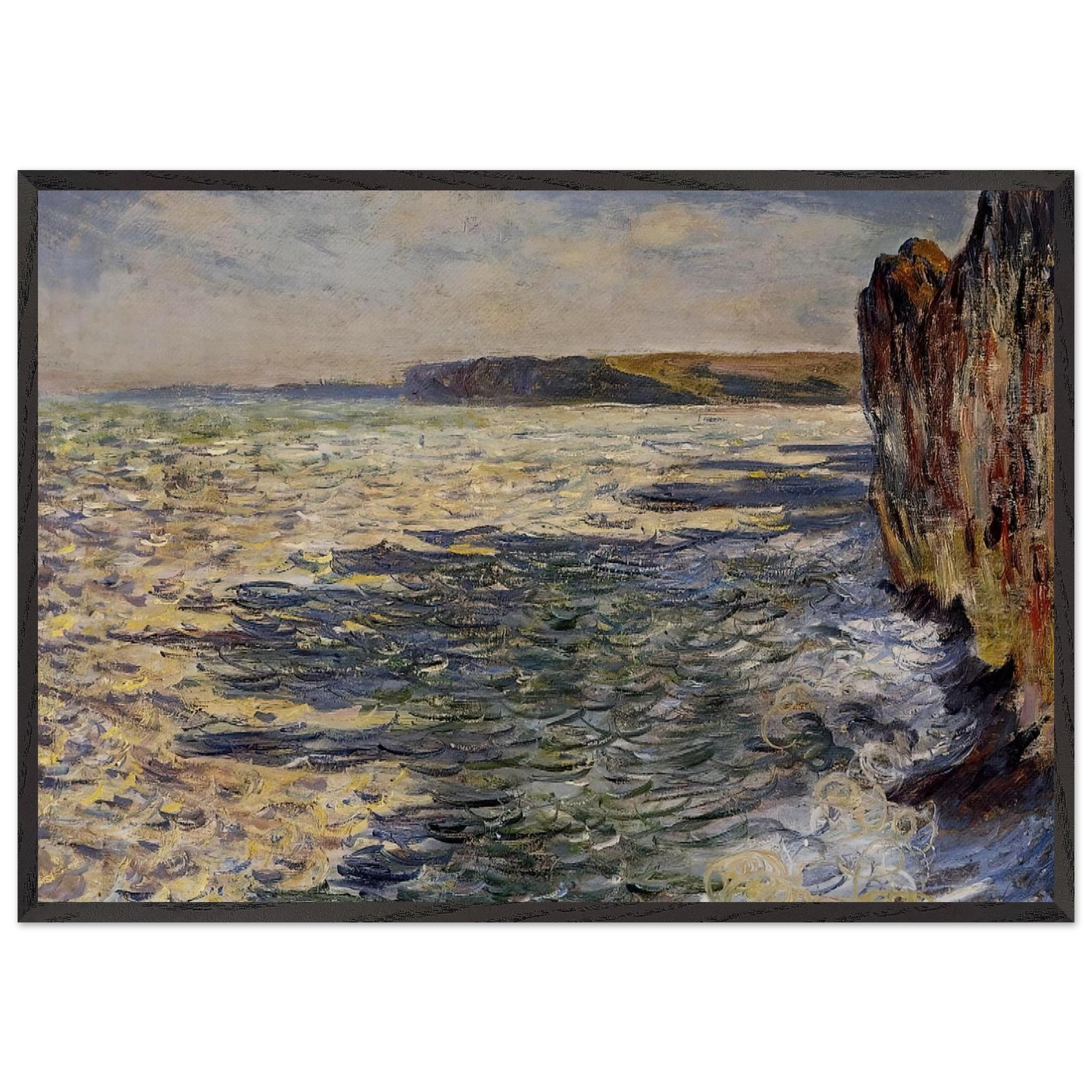 Waves and Rocks at Pourville - claude monet Framed Art Print – Black Wooden Frame - Default Title - -Framed Art Print