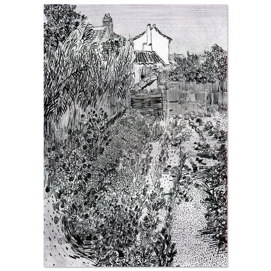 The Garden with Flowers - Vincent van Gogh Brushed Aluminum Print - 70x100 cm / 28x40 inches | Vincent van Gogh Aluminum Print | Vincent van Gogh Prints