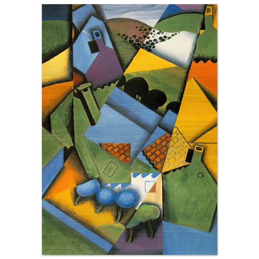 LANDSCAPE WITH HOUSE AT CERET 1913 - Juan Gris Brushed Aluminum Print - 70x100 cm / 28x40 inches | Juan Gris Aluminum Print | Juan Gris Prints
