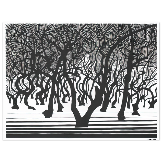 MC Escher - WOODS NEAR MENTON Wall Art - 21x29.7 cm / 8x12" - Fine Art Poster - -