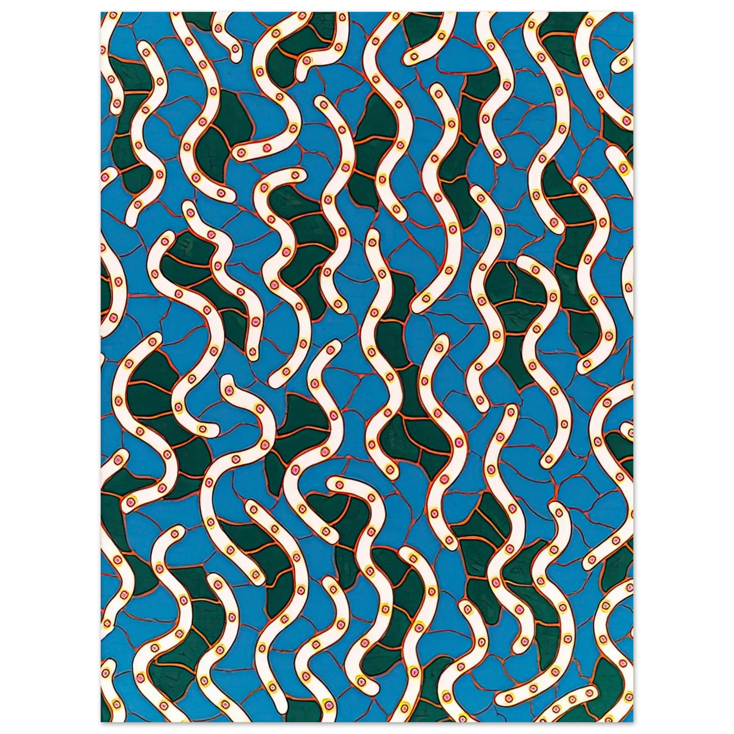 Yayoi Kusama - WAVES ON THE HUDSON RIVER 1988 Fine Art Poster - 13x18 cm / 5x7 inches