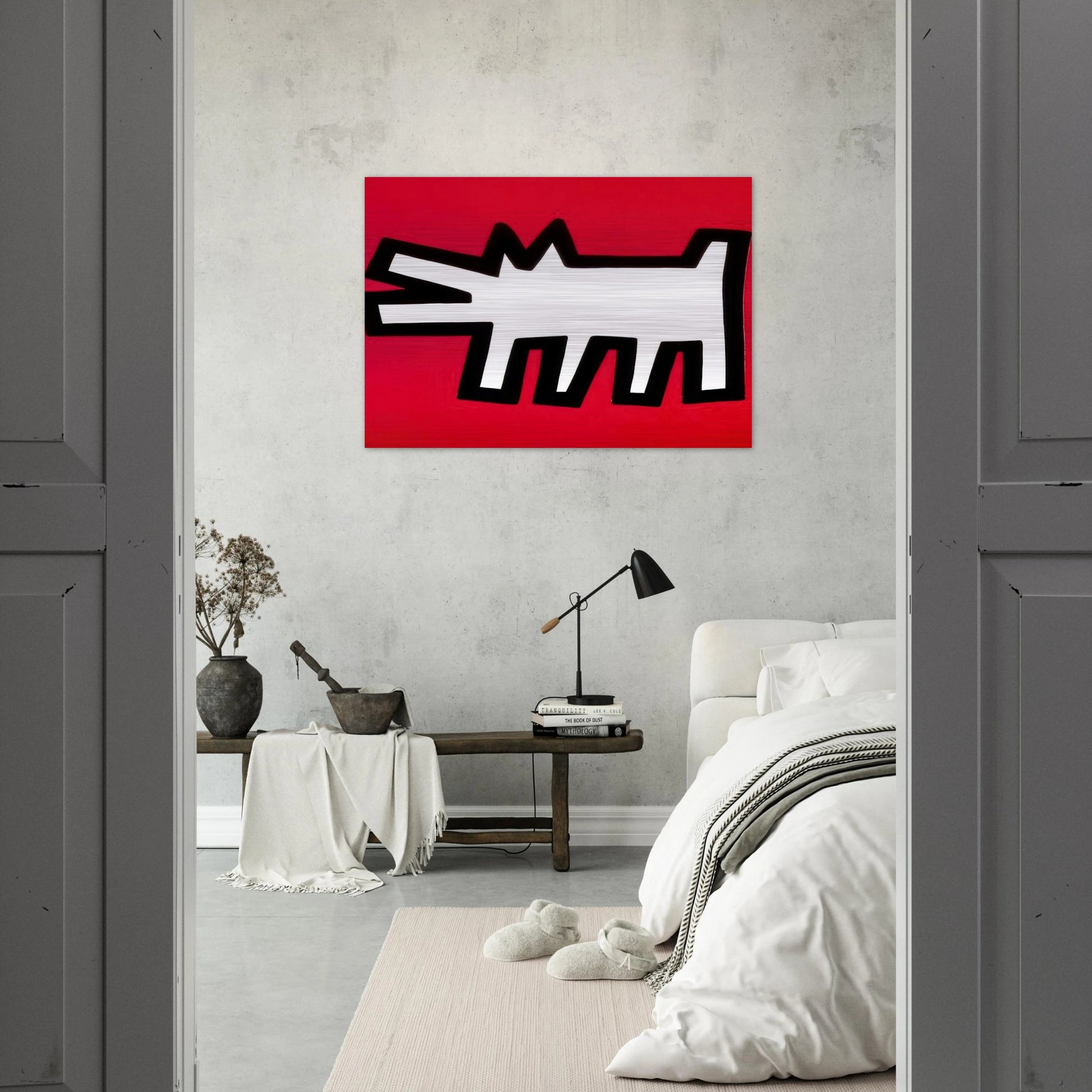 BARKING DOG 1990 - Keith Haring Brushed Aluminum Print - 70x100 cm / 28x40 inches | Keith Haring Aluminum Print | Keith Haring Prints