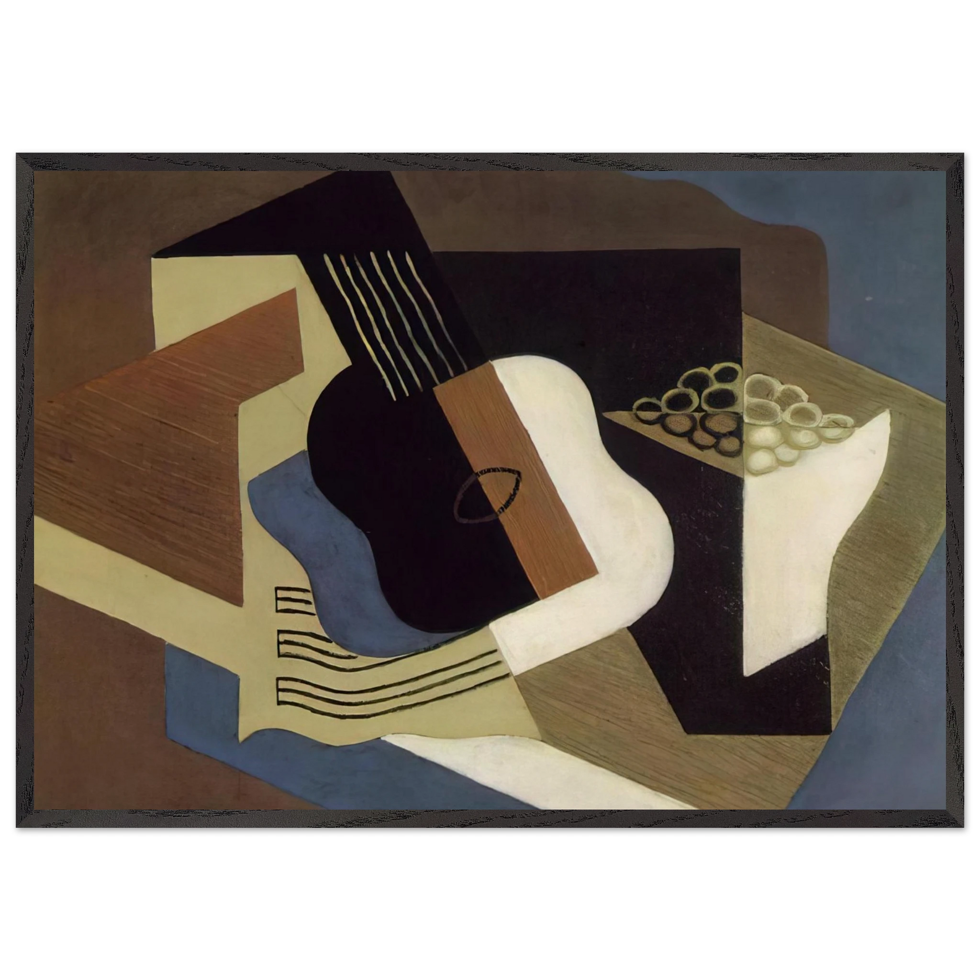 GUITAR AND FRUIT DISH 1919 - Juan Gris Framed Art Print – Black Wooden Frame - Default Title - -Framed Art Print