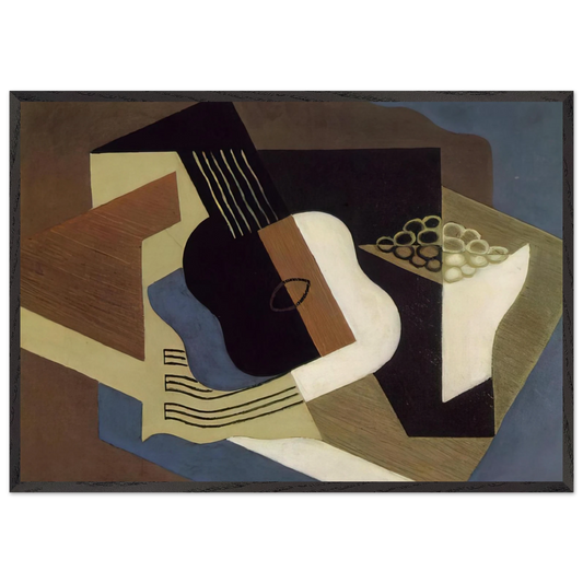 GUITAR AND FRUIT DISH 1919 - Juan Gris Framed Art Print – Black Wooden Frame - Default Title - -Framed Art Print