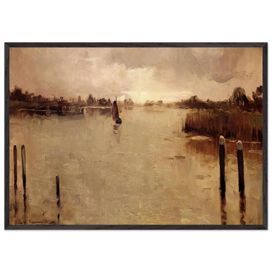 SPAARNWOUDE ISLAND 1883 - Theo van Rysselberghe Framed Art Print – Black Wooden Frame - Default Title - -Framed Art Print