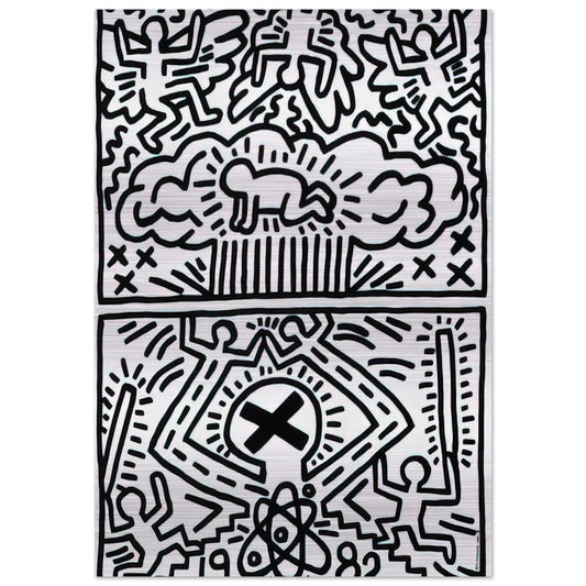 ANTI NUCLEAR RALLY 1982 - Keith Haring Brushed Aluminum Print - 70x100 cm / 28x40 inches | Keith Haring Aluminum Print | Keith Haring Prints