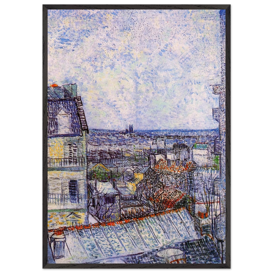 View from Vincents room in the Rue Lepic - Vincent van Gogh Framed Art Print – Black Wooden Frame - Default Title - -Framed Art Print