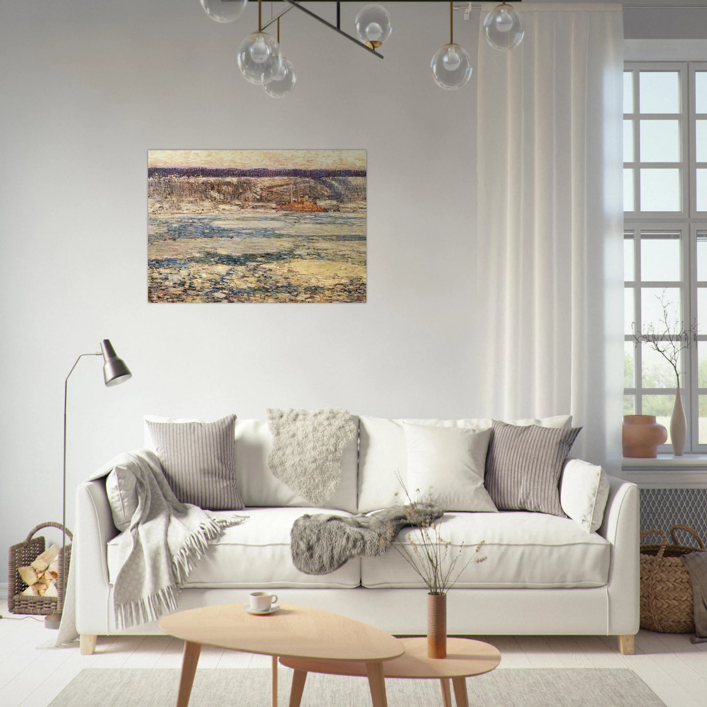 Ice on the Hudson - Childe Hassam Brushed Aluminum Print - 70x100 cm / 28x40 inches | Childe Hassam Aluminum Print | Childe Hassam Prints