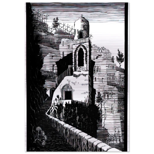 SAN GIOVANNI RAVELLO FEBRUARY 1932 1932 - MC Escher Brushed Aluminum Print - 70x100 cm / 28x40 inches | MC Escher Aluminum Print | MC Escher Prints